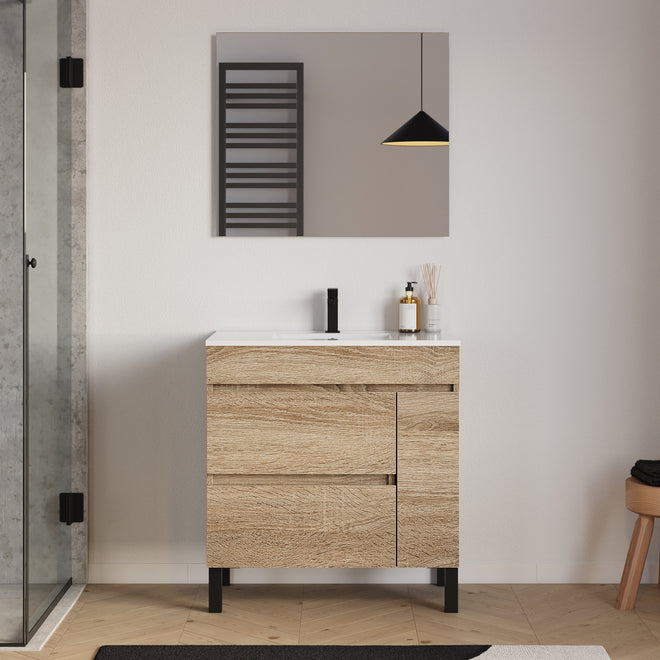 Meuble de salle de bain LAZARO finition bois clair