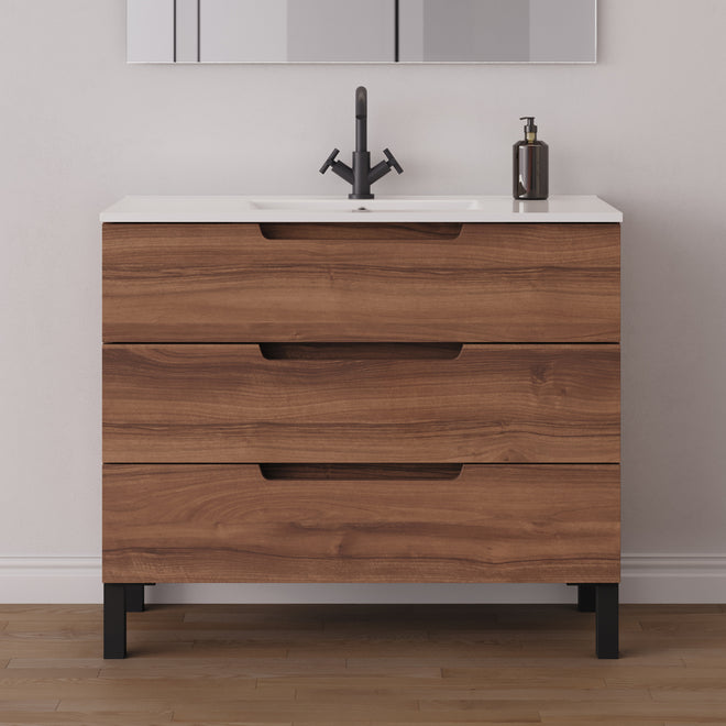 Meuble simple vasque RIZA finition noyer