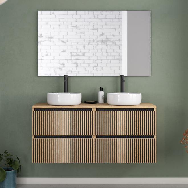 Meuble double vasque VENERIA finition chêne clair