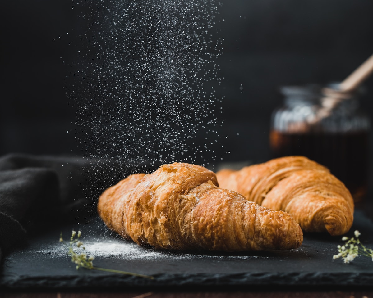 Croissants with powdered sugar