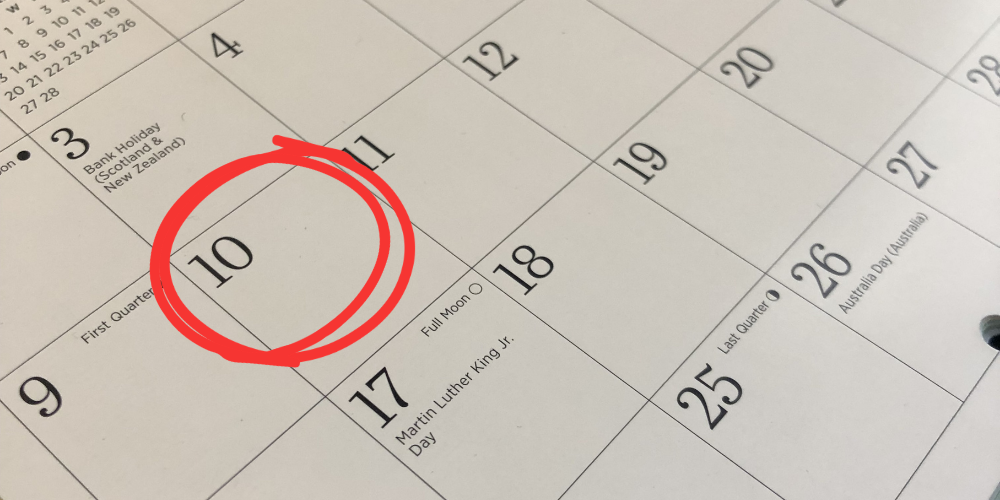 Calendar with a cancellation date circled
