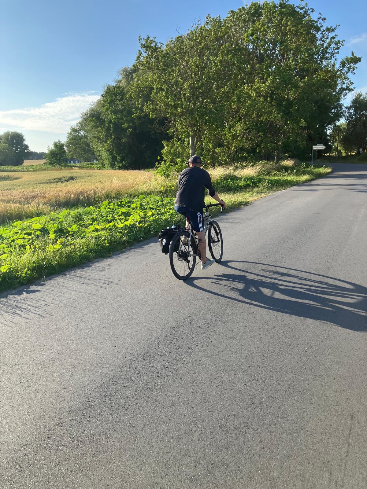 Cyclist on a rural road