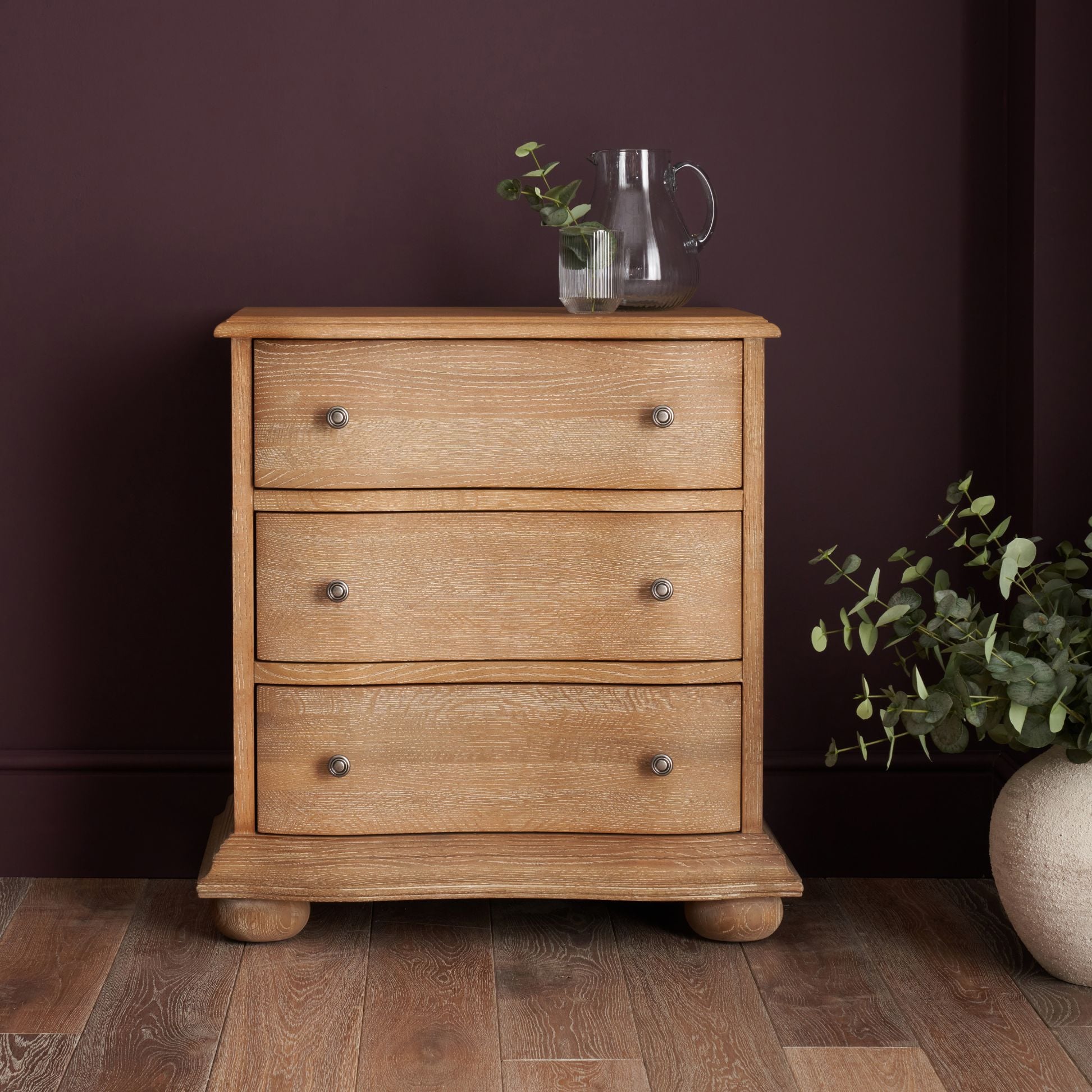 Emporium three drawer chest in weathered oak