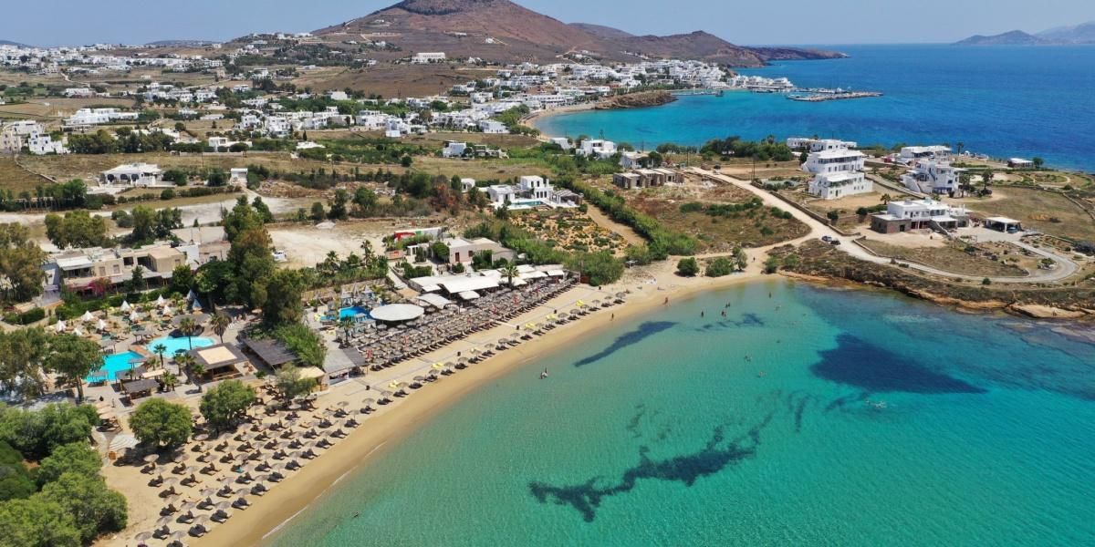 Pounta beach on Paros with turquoise water