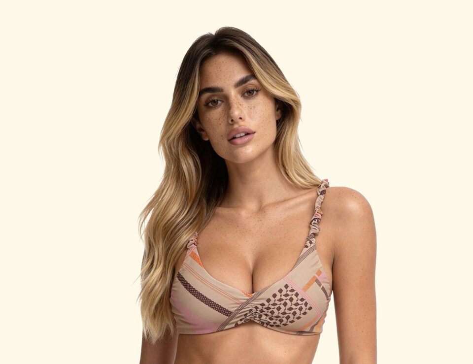 Bikini F**K SW2957 con top fisso e slip americano in fantasia