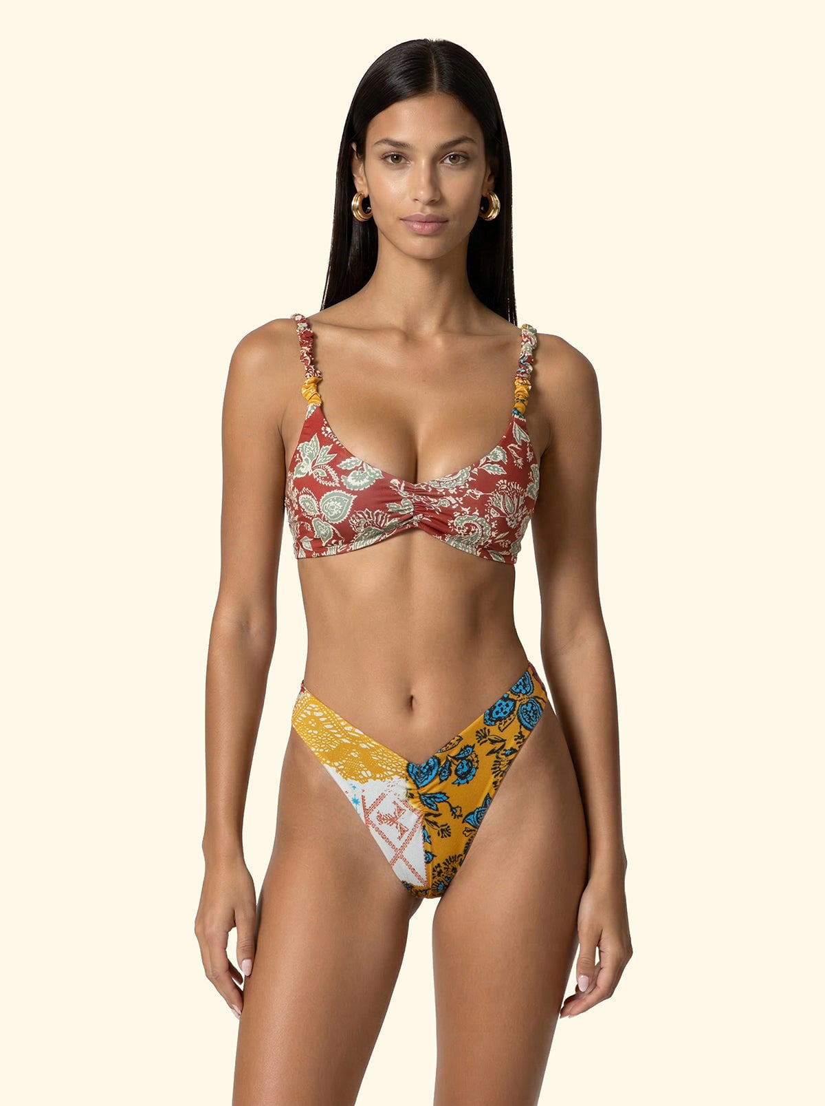 F**K patterned bikini with fixed top and fixed American brief