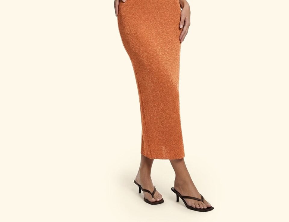 F**K orange lurex long beach dress