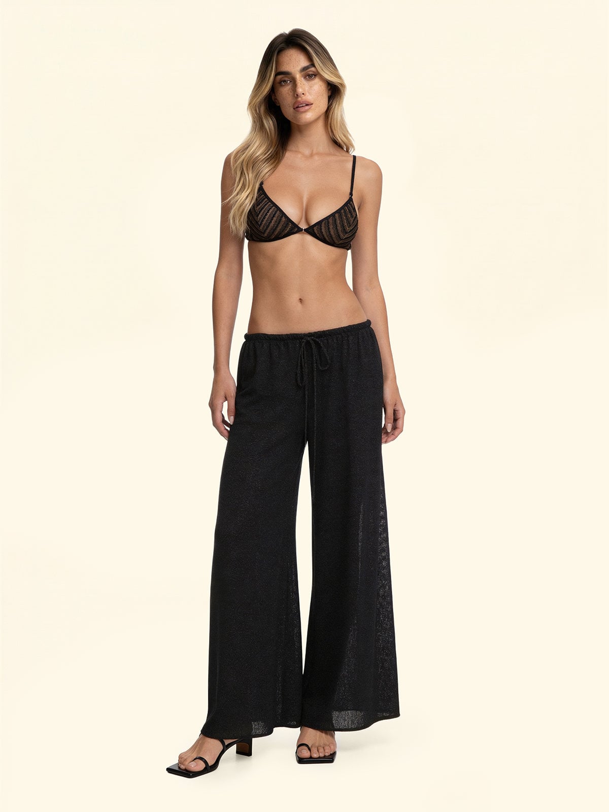 Pantalone palazzo F**K SW0757 nero in lurex