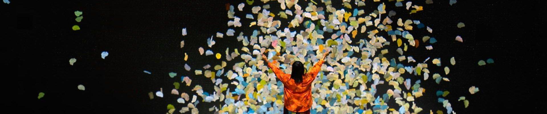Wide projection of flowing colour in the Colour In Motion gallery