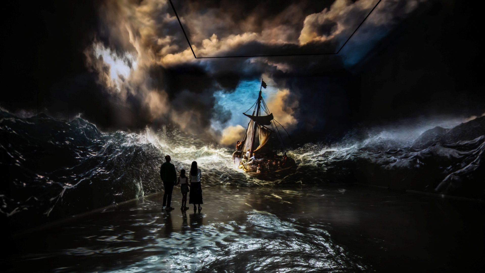 Rembrandt storm artwork projection in the FRAMELESS World Around Us gallery