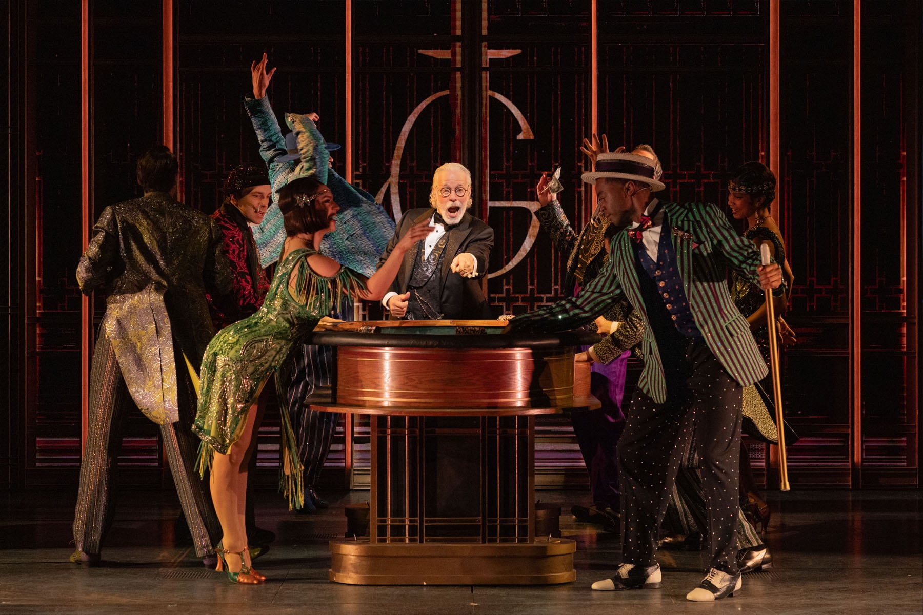 The Great Gatsby Broadway performers in a staged musical scene