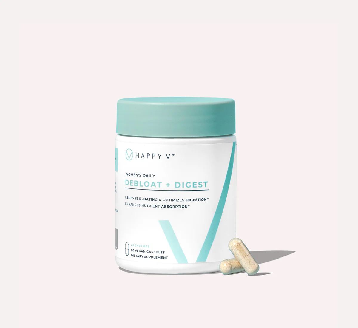 Happy V Debloat and Digest product bottle