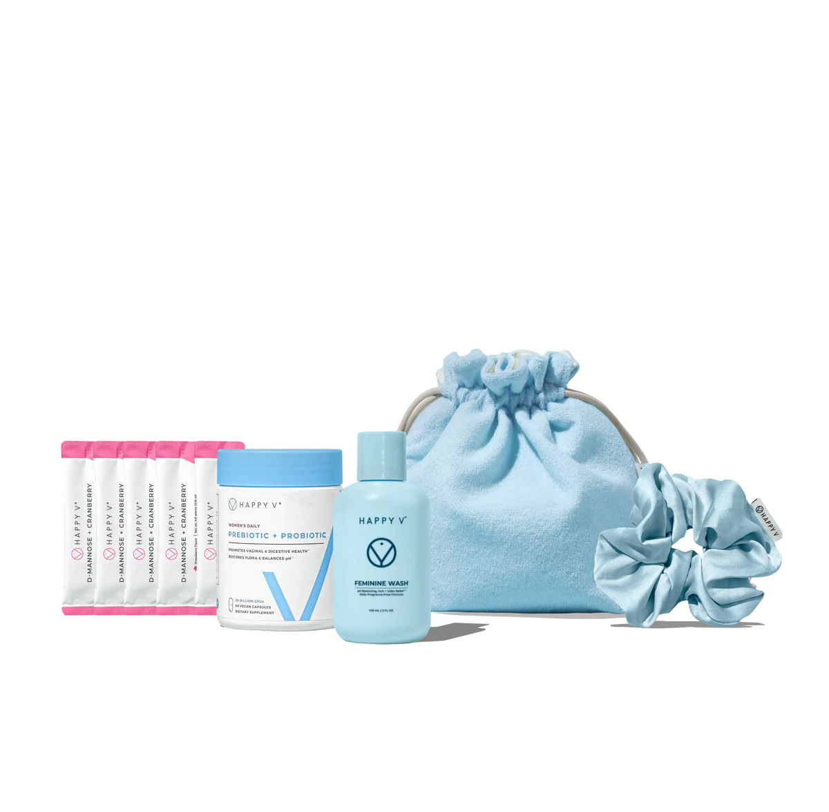 Happy V pH Balance Kit with feminine wash and supplements