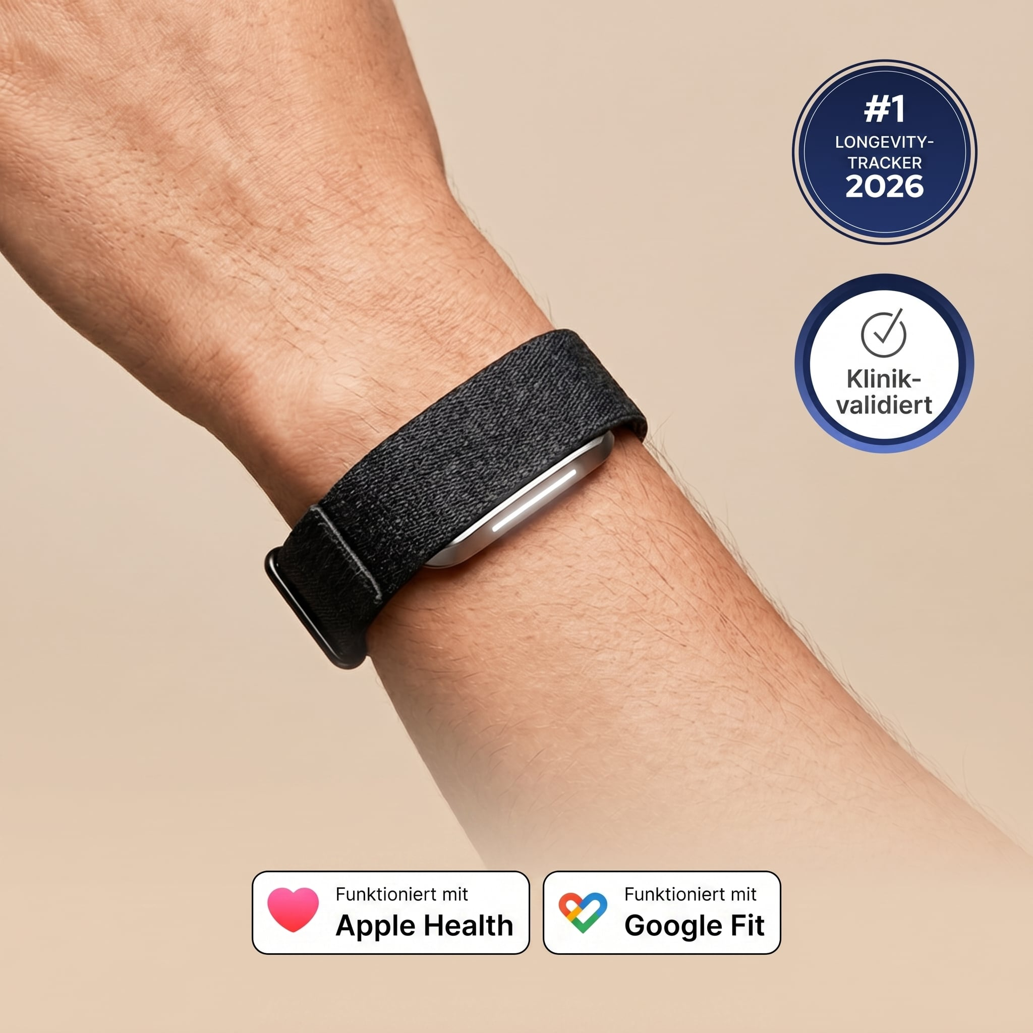 Hume Band 2.0 als schwarzes Wearable
