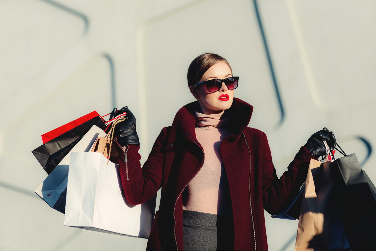People browsing a colorful fashion rail