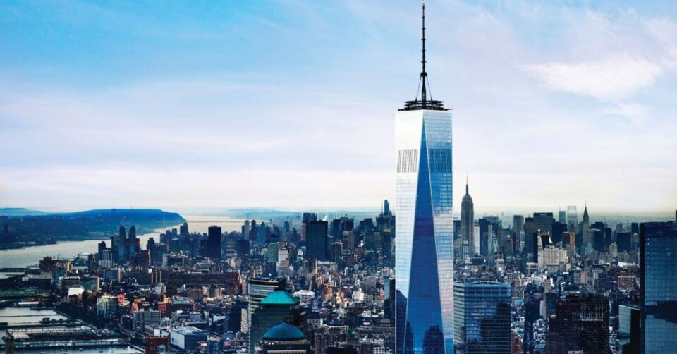 Panoramic New York skyline view from One World Observatory