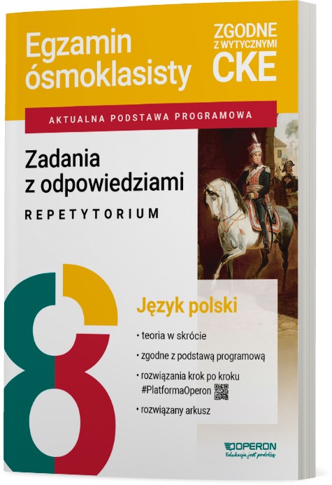 Okładka zeszytu ćwiczeń do egzaminu ósmoklasisty z języka polskiego