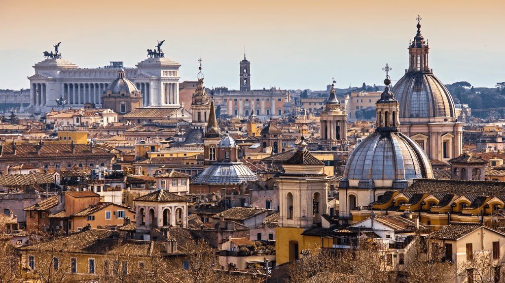 Rome rooftops viewed across the city skyline