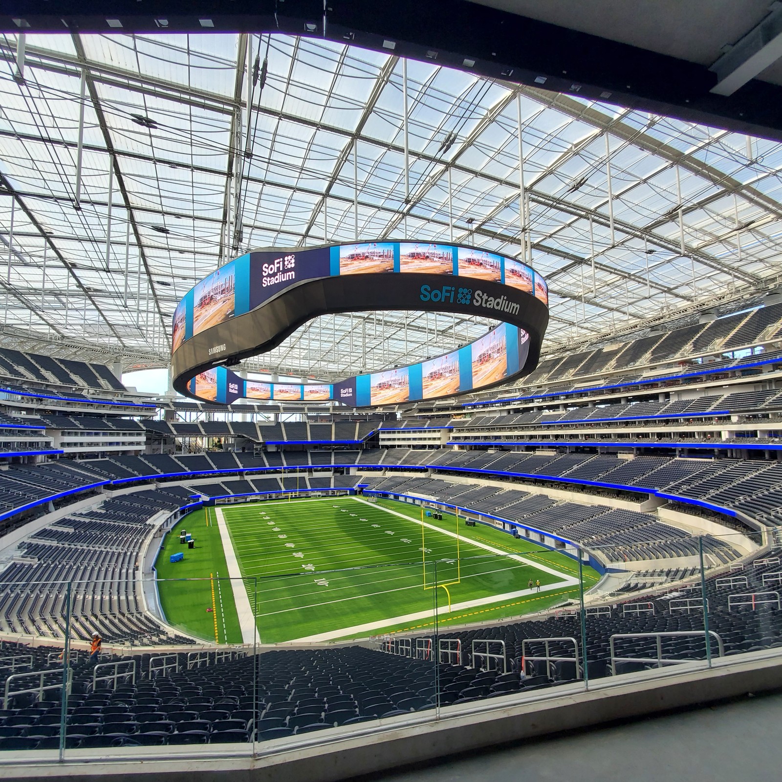 Wide interior view of SoFi Stadium seating bowl
