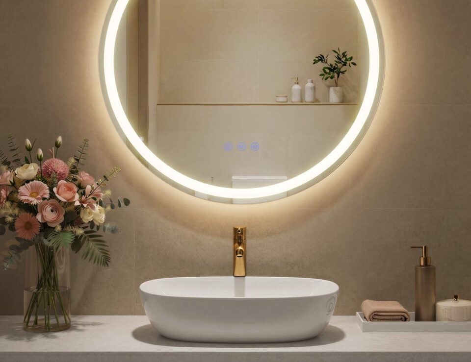 Miroir mural rond Songmics avec éclairage LED