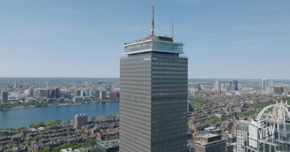 View Boston observation deck above the Boston skyline