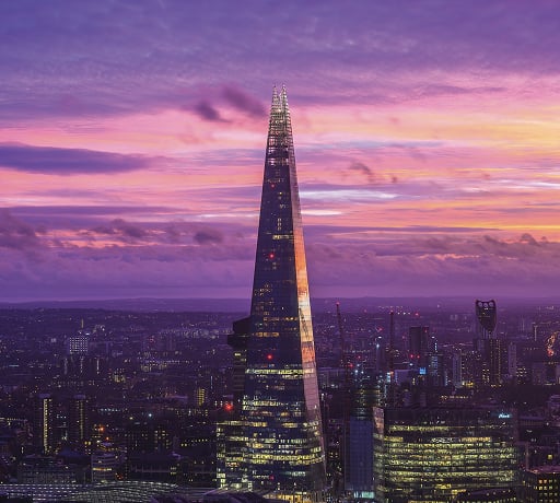 The Shard in purple sunset