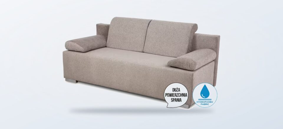 Beżowa sofa Rubi z funkcją spania