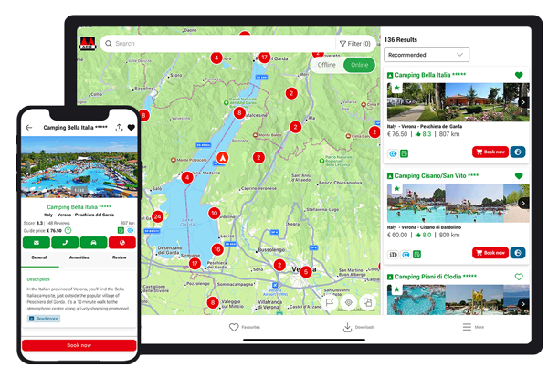 Darstellung der ACSI Campsites Europe App