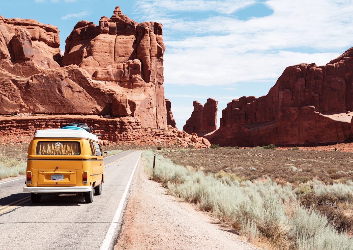 Car on an open road during a journey