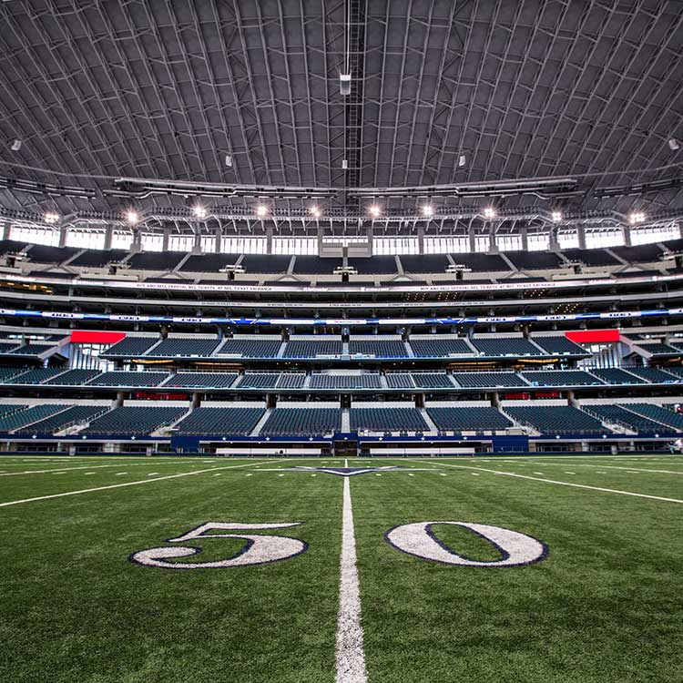 Empty stadium field interior