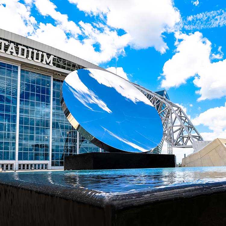 Stadium exterior mirror sculpture