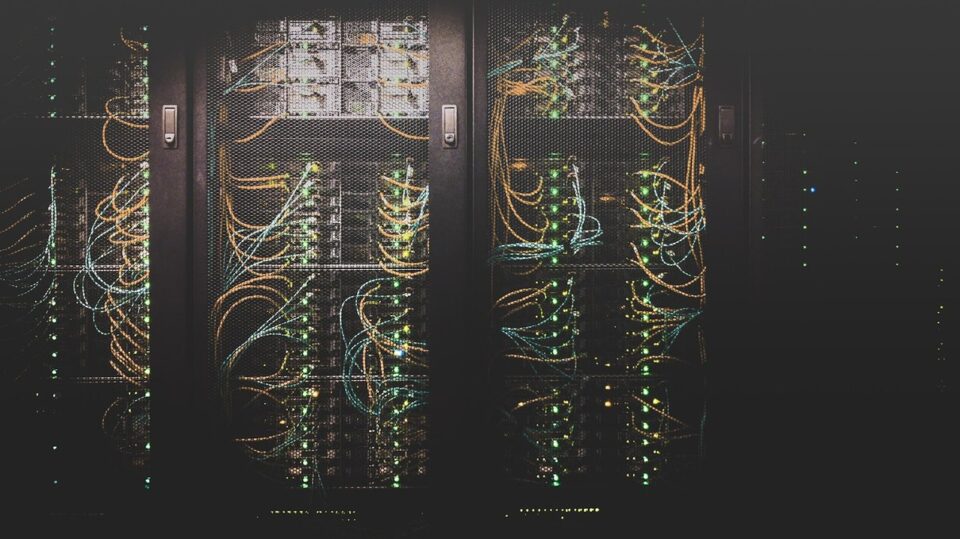 Rows of enterprise servers in a data centre