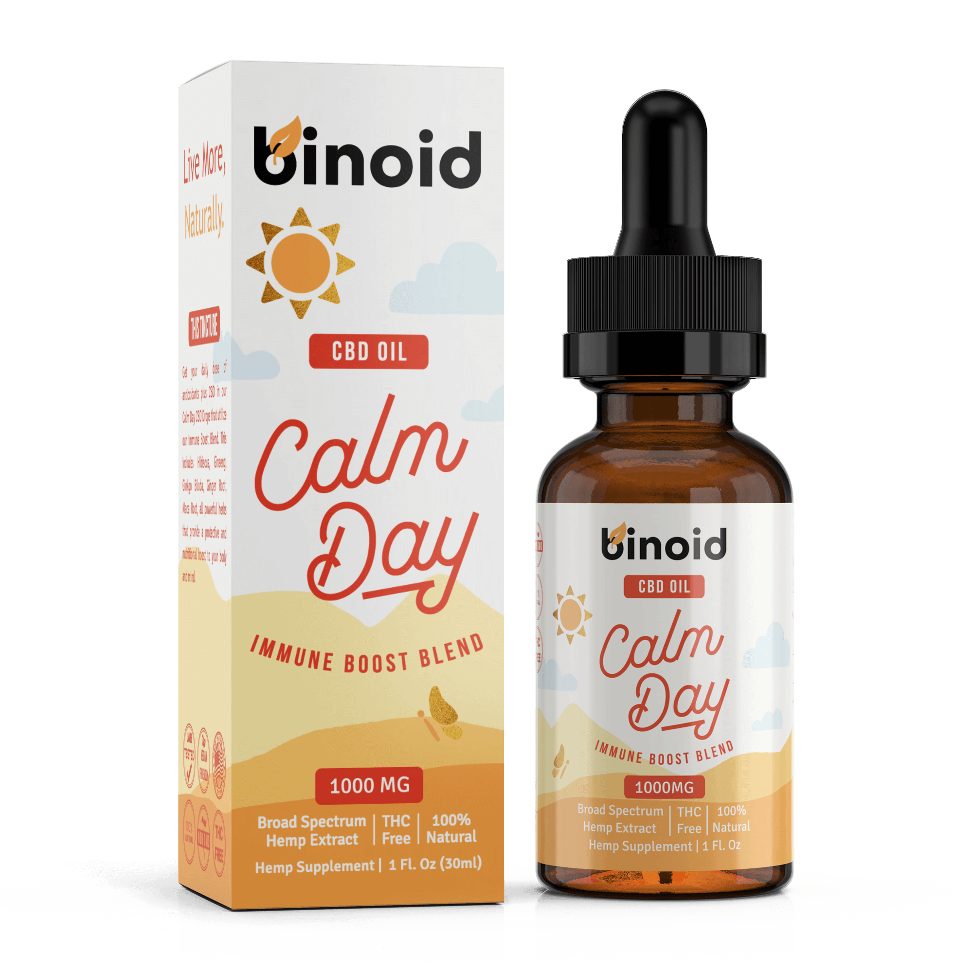 CBD oil bottle labeled Calm Day