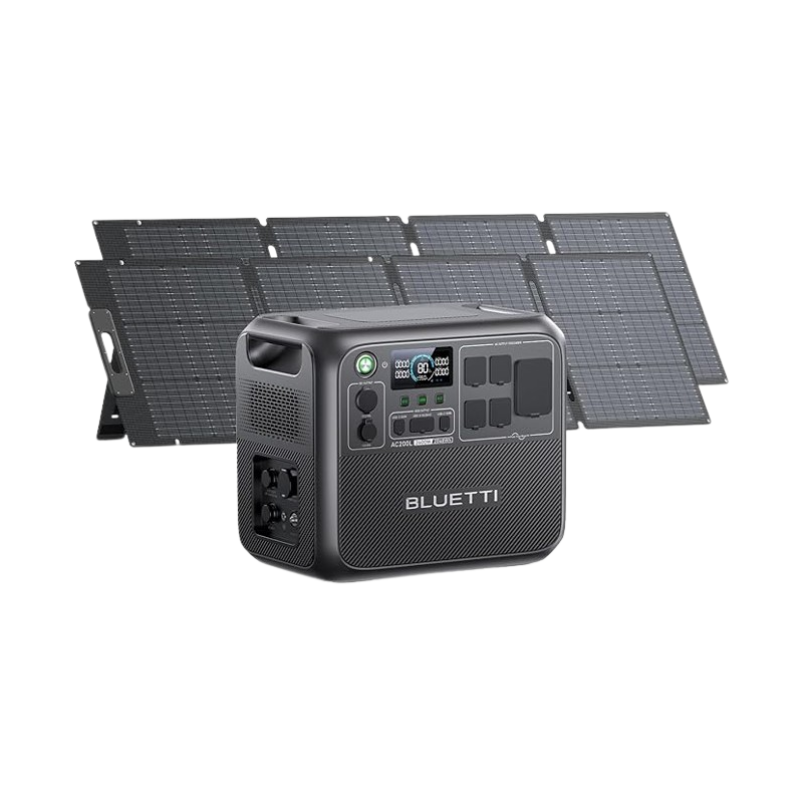 BLUETTI AC200L with solar panels in a solar generator kit