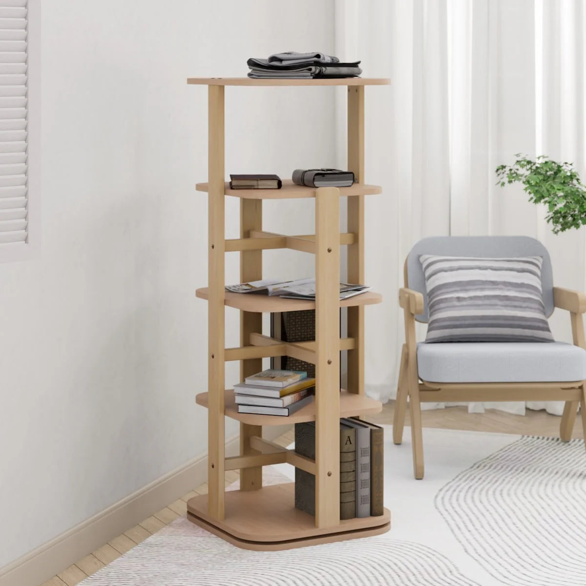 Boori Tall Tidy Rotating Bookshelf in a child bedroom