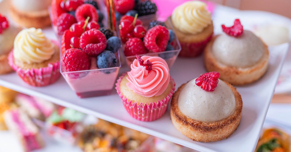 Traditional afternoon tea cakes and sandwiches