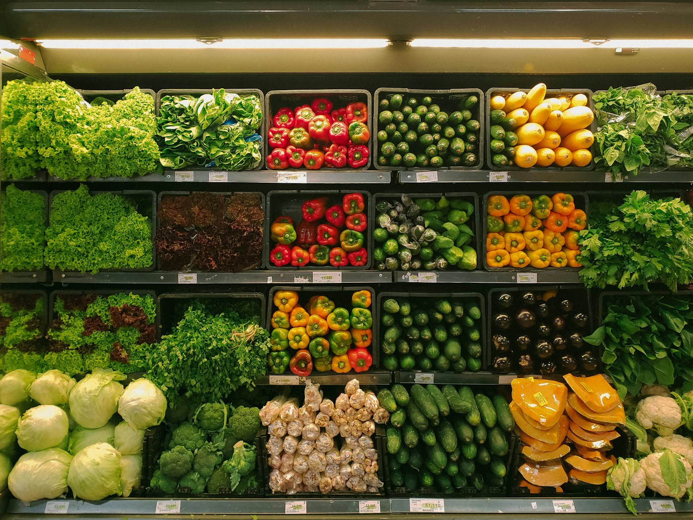 Geordnete Lebensmittel in einem Supermarktregal