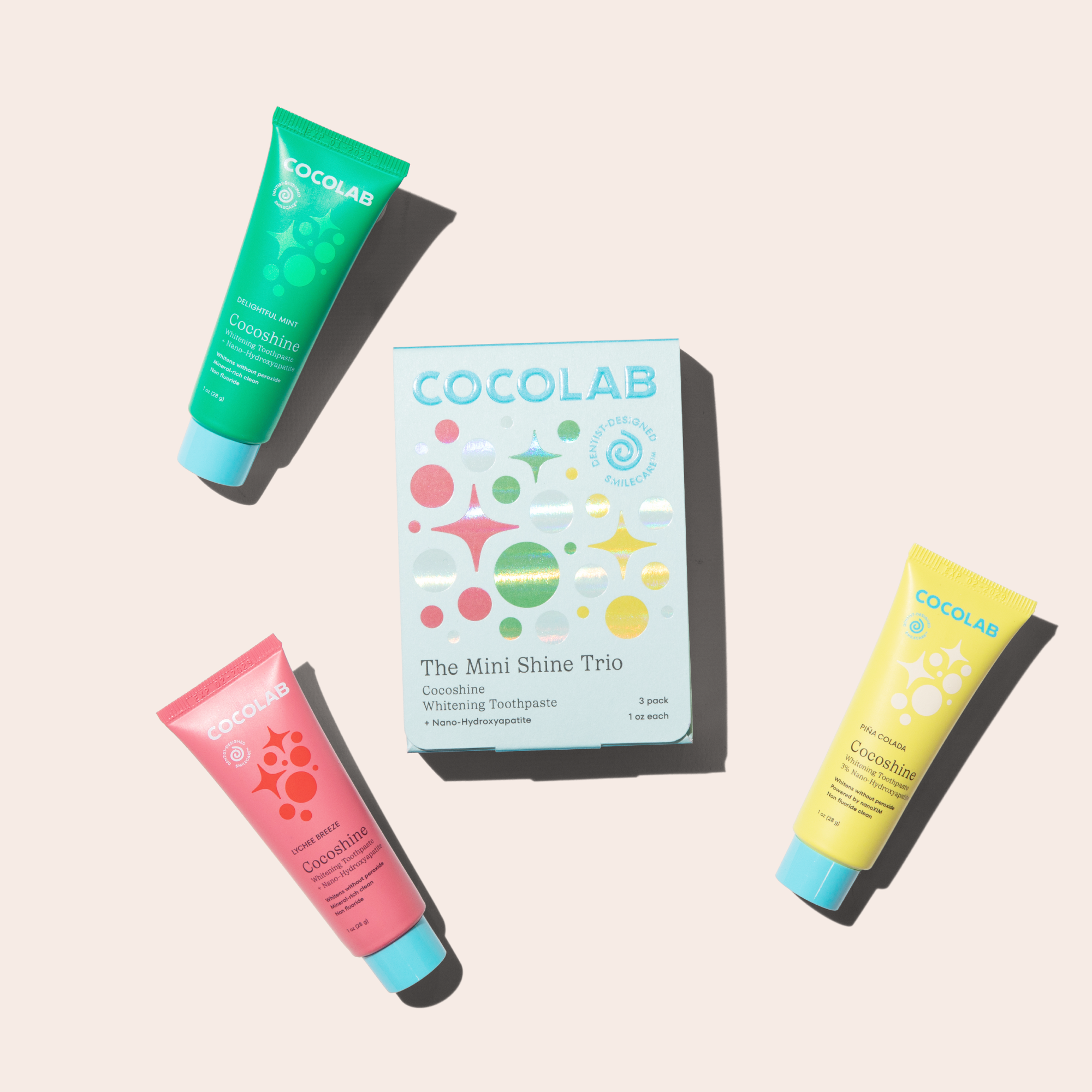 Mini Shine Trio toothpaste products
