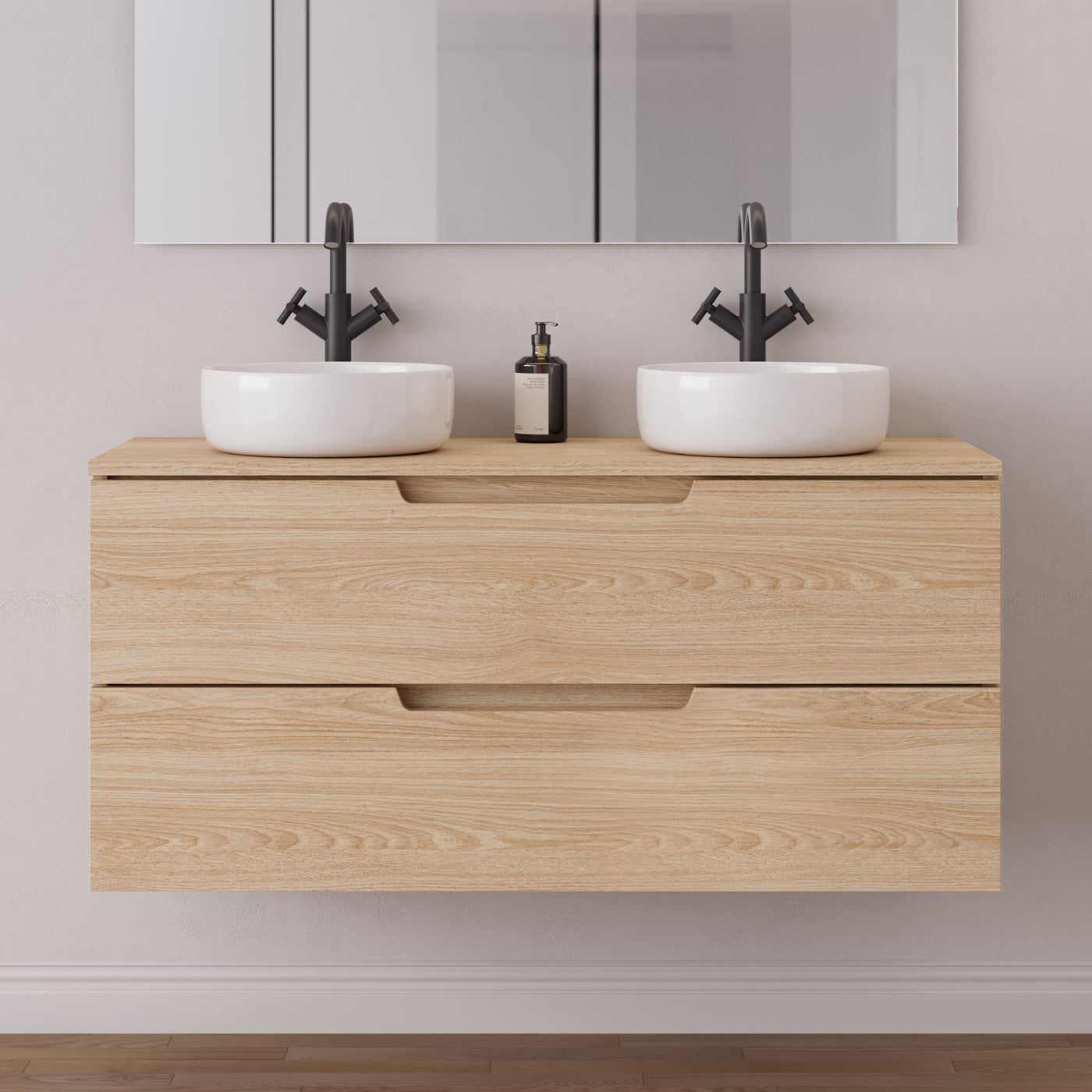 Meuble de salle de bain cosyneo Sonriza 120 centimètres avec deux vasques