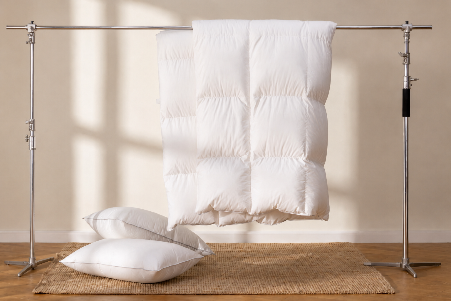 Cuddledown Sanitized anti allergy microfibre summer duvet displayed with pillows