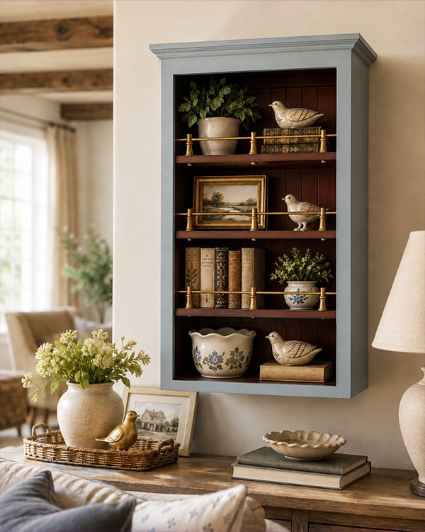 Wall shelf with rails