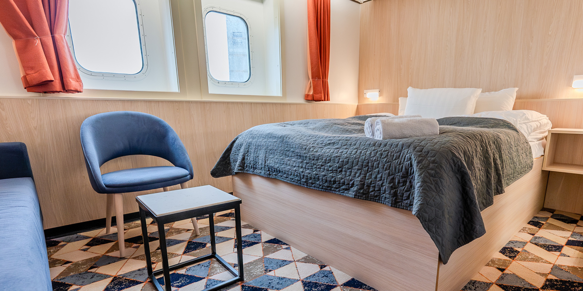 Renovated cabin onboard a DFDS ferry