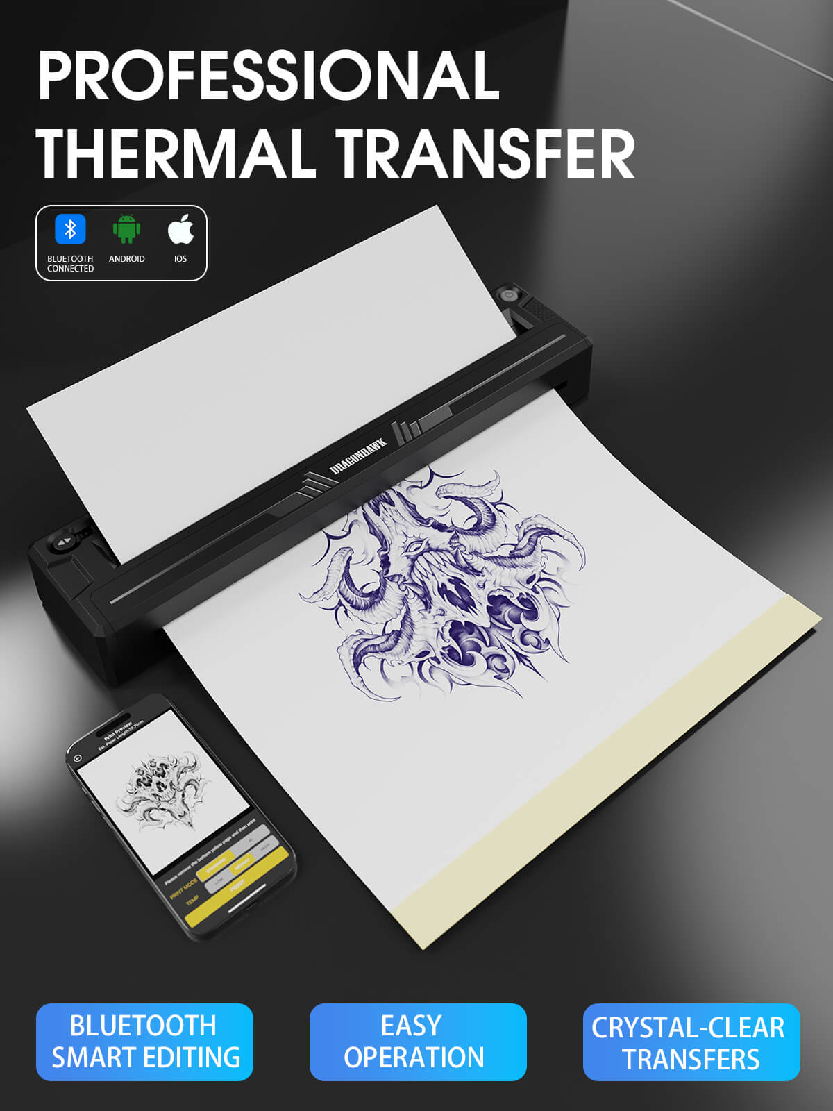 Dragonhawk A4 wireless tattoo stencil printer