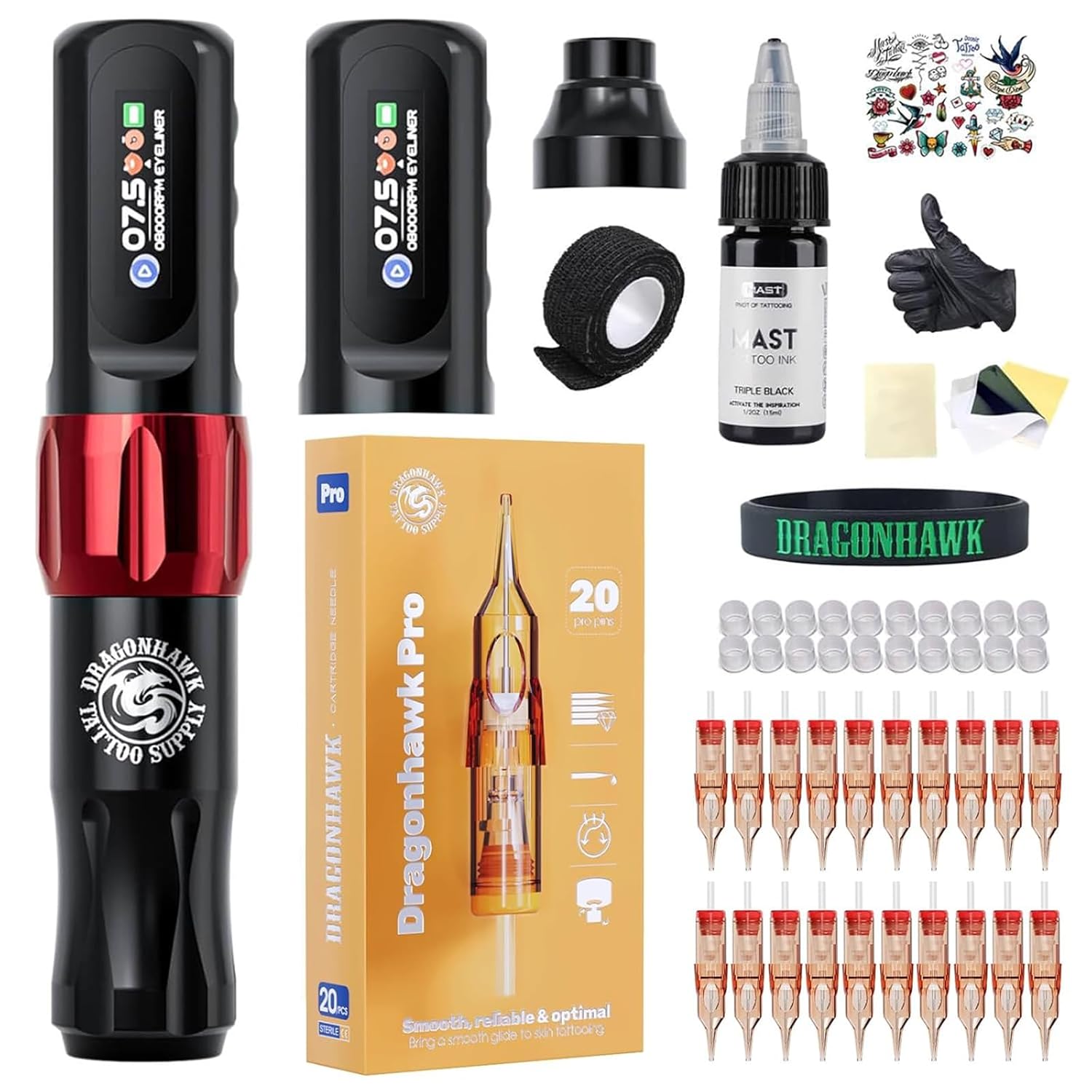 Dragonhawk tattoo machine kit collage