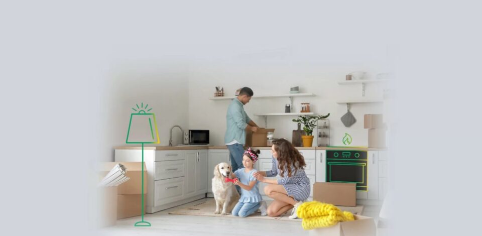 Famiglia in casa con una nuova fornitura energetica