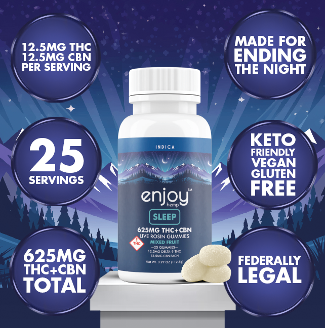 Enjoy Hemp Sleep THC and CBN mixed fruit gummies
