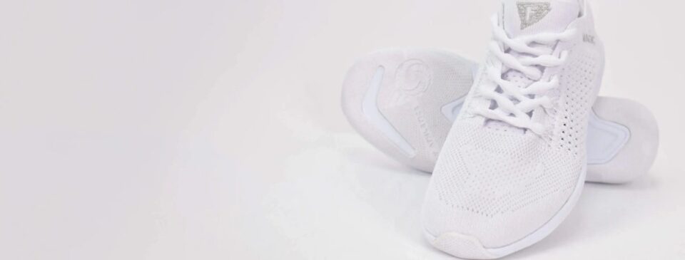 Flyachilles white MAGIC cheer shoes on a light background