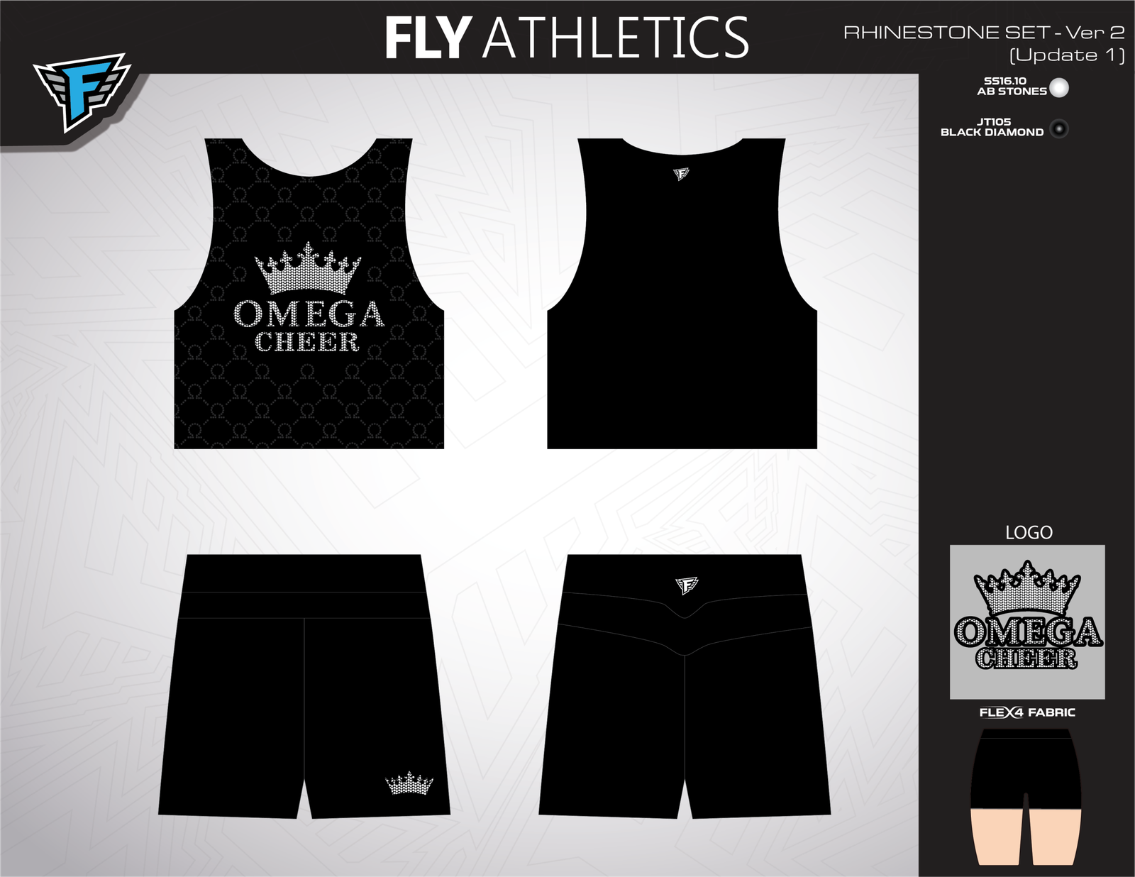 Flyachilles Omega rhinestone practice set