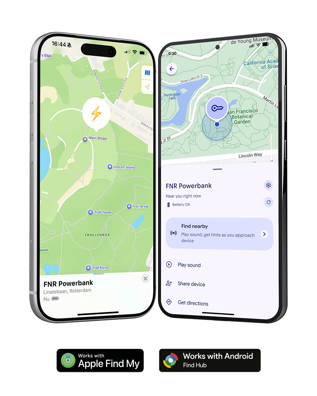 Smartphones met een trackerkaart voor een Fresh 'n Rebel powerbank