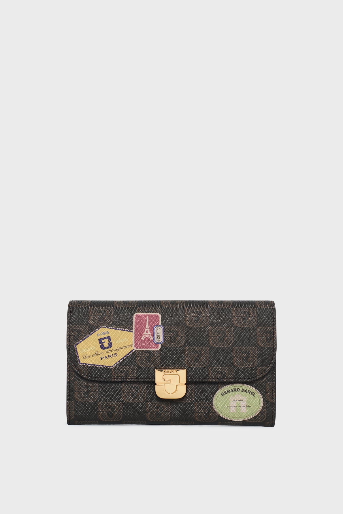 Portefeuille en toile enduite et cuir avec patches Gerard Darel